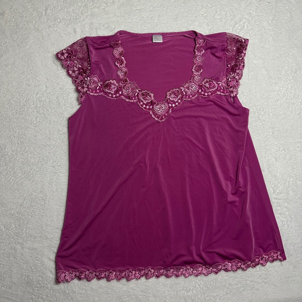 Pink Lace Trim Cap Sleeve V-Neck Top Plus Size 3XL Coquette Blouse Fairycore